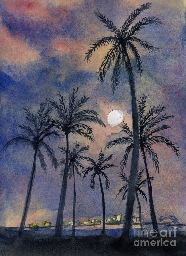Moonlight Over Key West Painting