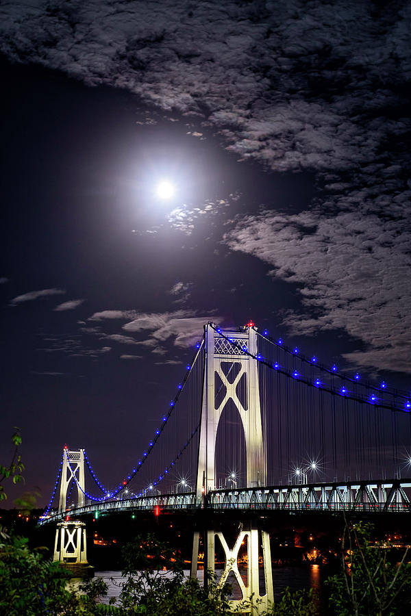 Moonlight over the Mid Hudson Bridge Photograph by Jack Nguyen