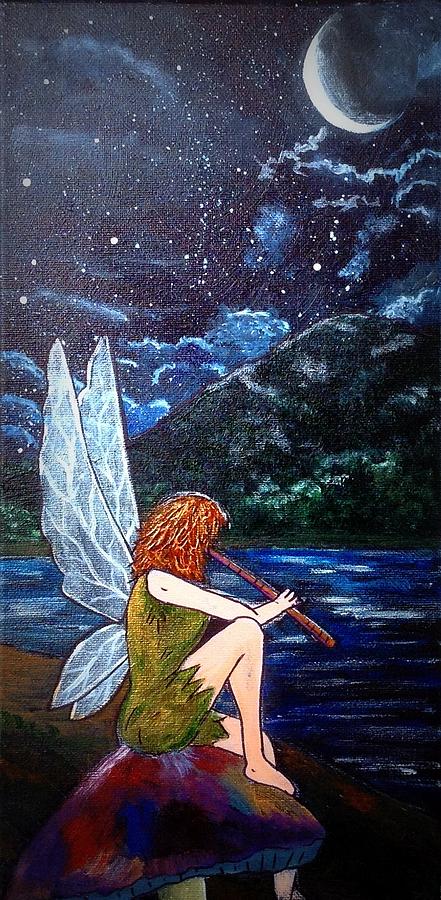 Fairy Painting - Moonlight Piper by Tami Booher Fairy Painting - Moonlight Piper by Tami Booher
