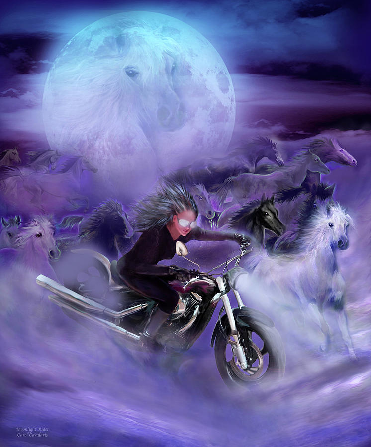 Moonlight Rider Mixed Media by Carol Cavalaris