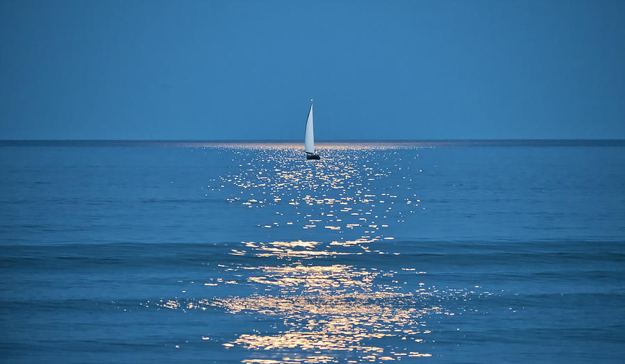 Moonlight Sail 2 - Ogunquit Beach - Maine Photograph by Steven Ralser