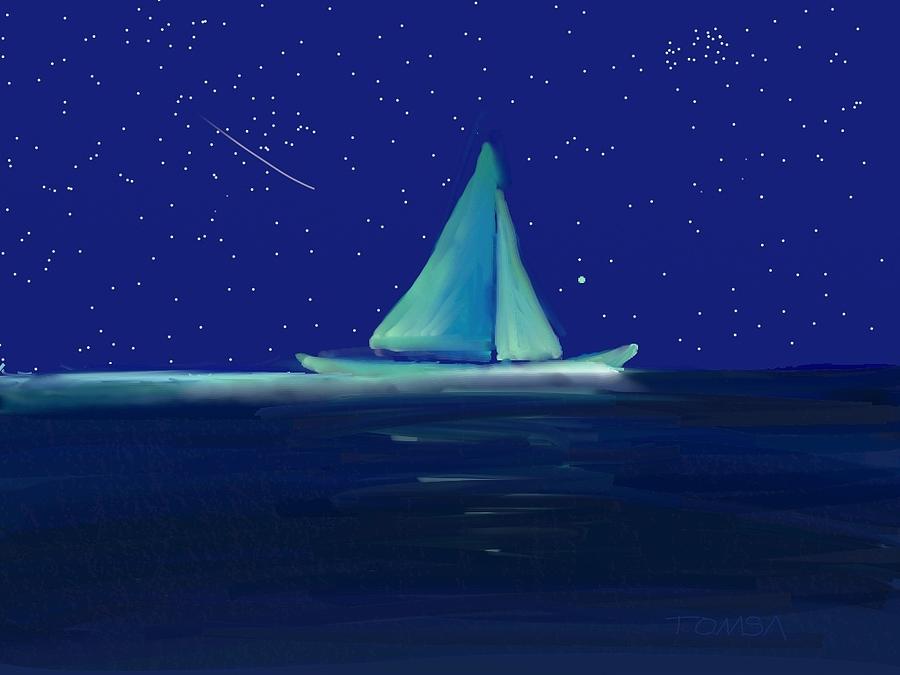 Moonlight Sail  Digital Art by Bill Tomsa