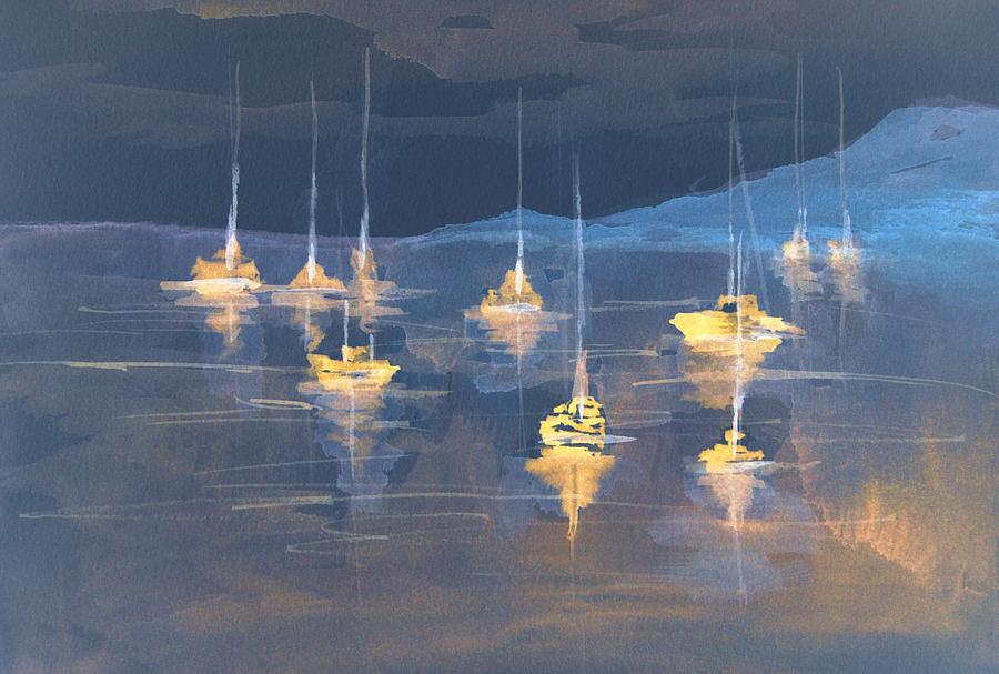 Moonlight Sailing Painting by Julie Lueders 