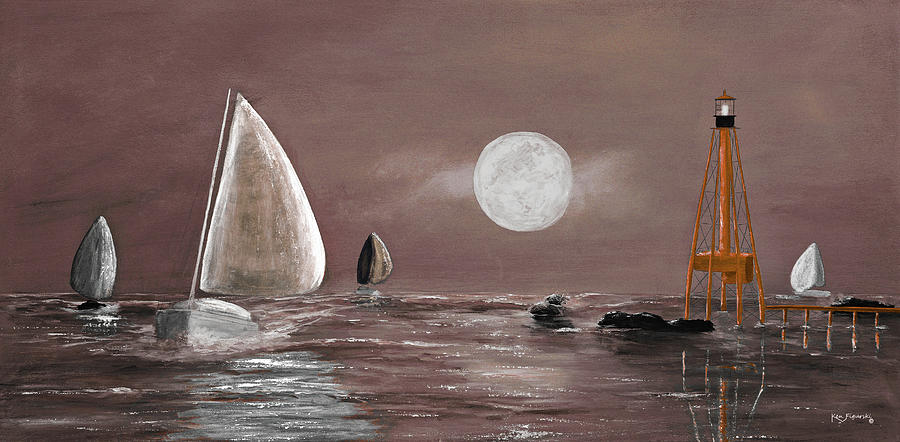 Moonlight Sailnata 5 Painting by Ken Figurski