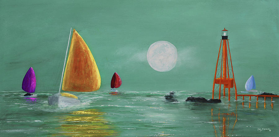 Moonlight Sailnata Painting by Ken Figurski