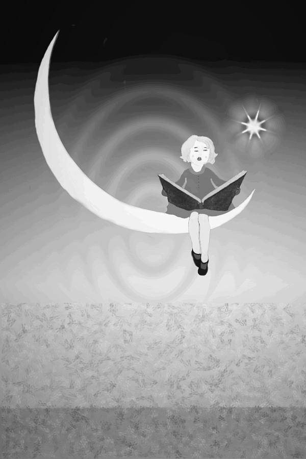 Moonlight Serenade B and W Digital Art by Joyce Dickens