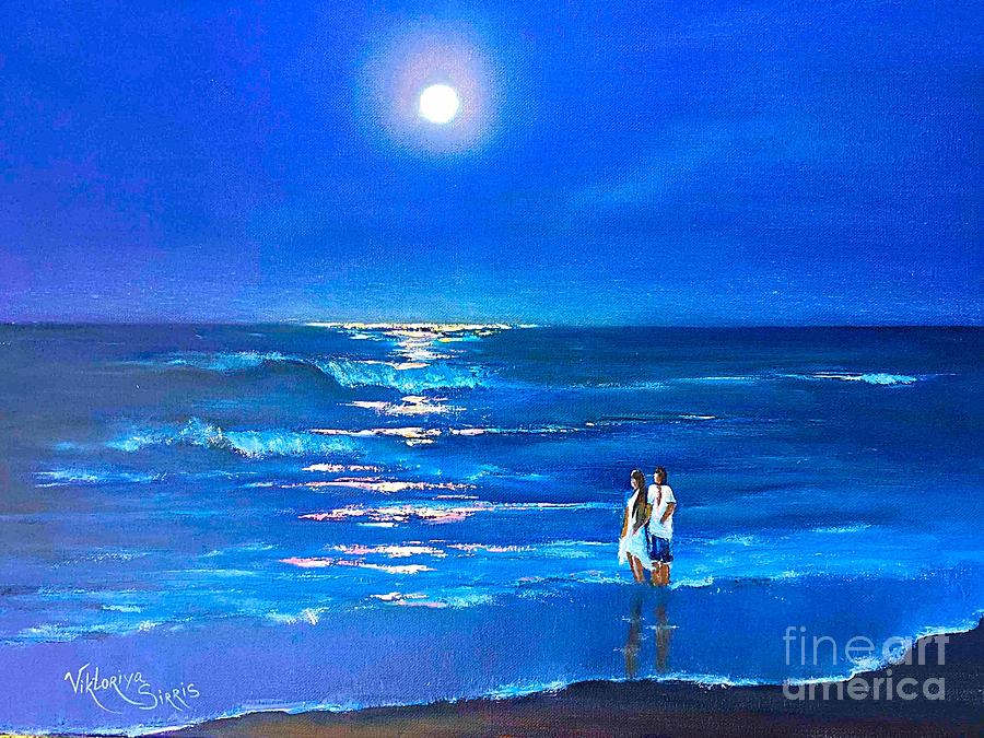 Seascape Painting - Moonlight Silence  by Viktoriya Sirris