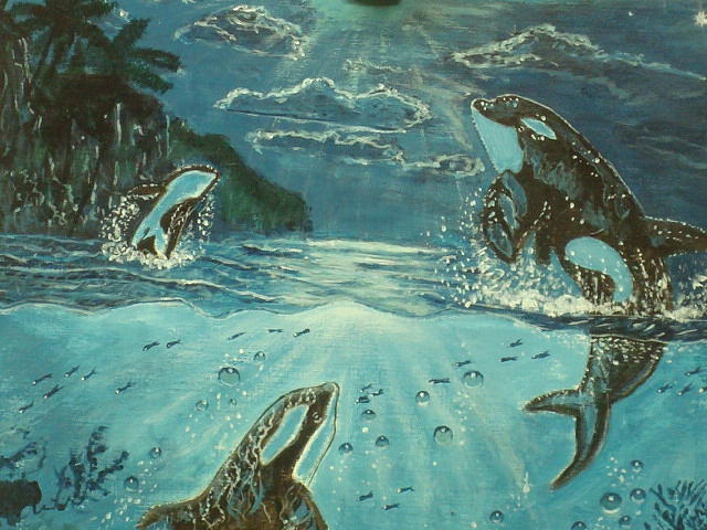 Whale Painting - Moonlight Swim by Charles Vaughn