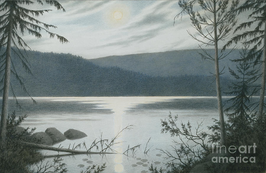 Moonlight Painting by Theodor Kittelsen