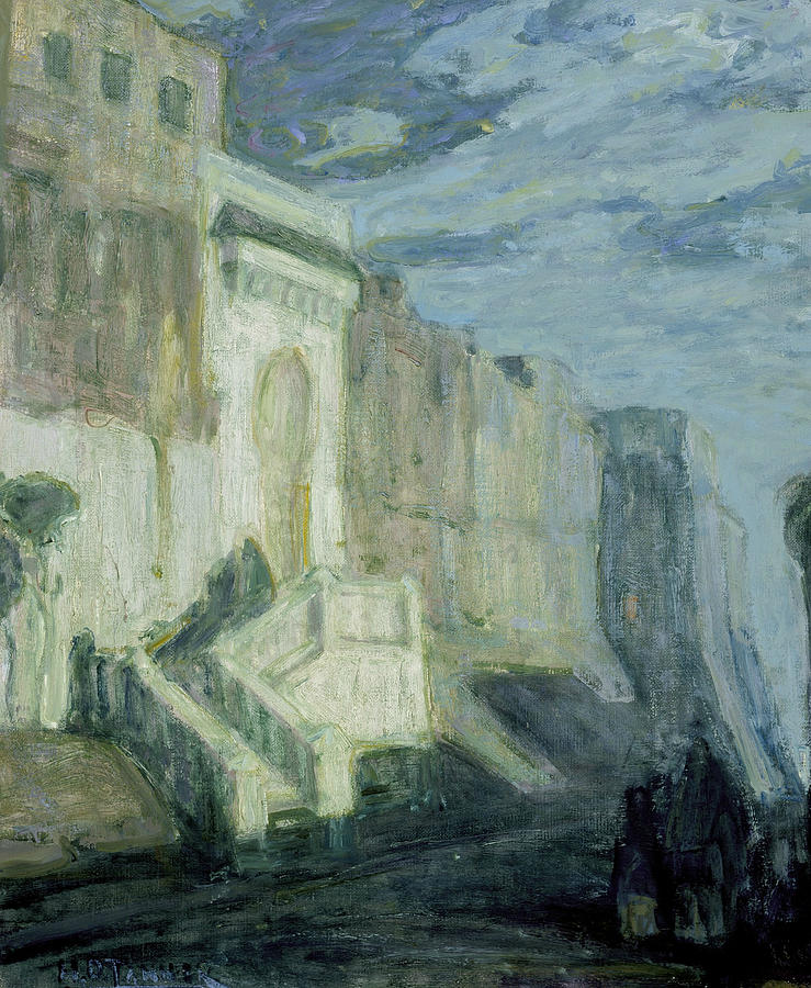 American Artist Painting - Moonlight - Walls of Tangiers by Henry Ossawa Tanner