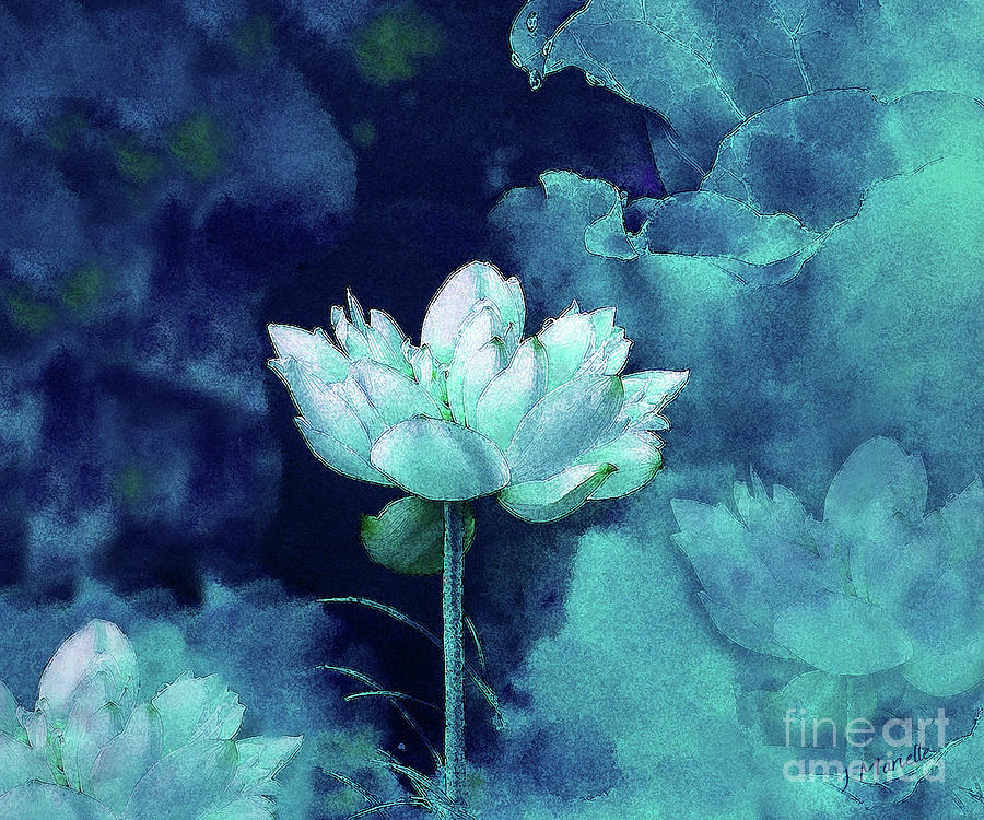 Moonlight Water Lily Digital Art by J Marielle