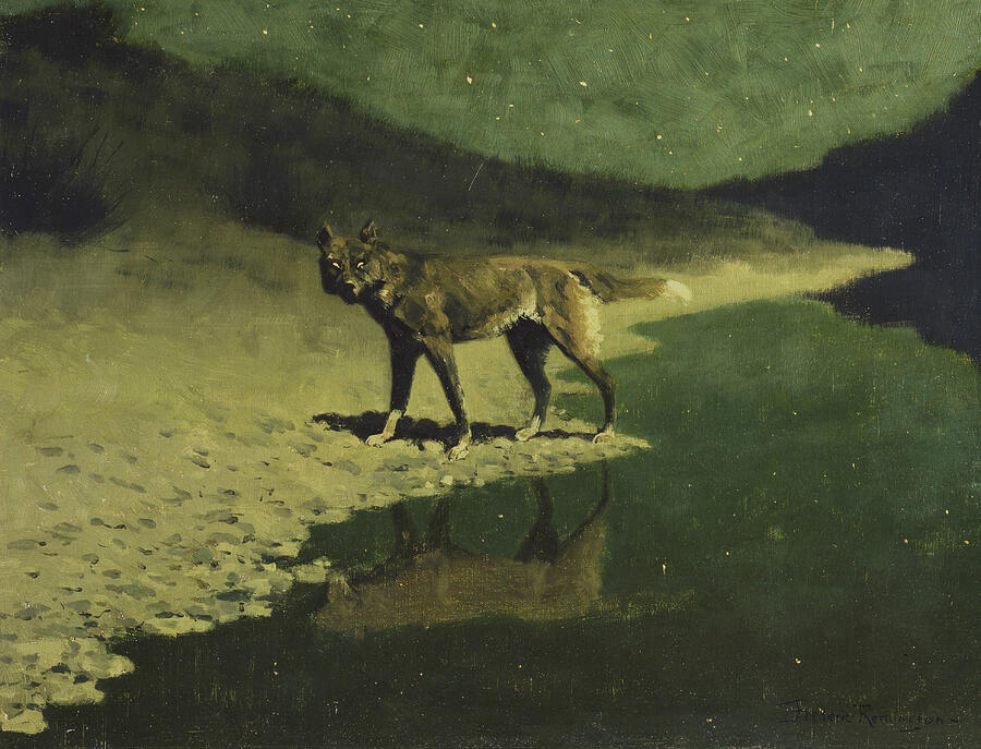 Moonlight, Wolf Painting by Frederic Remington