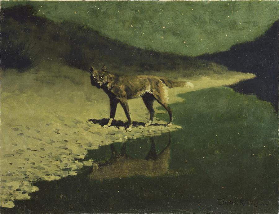 Frederic Remington Painting - Moonlight, Wolf by Celestial Images
