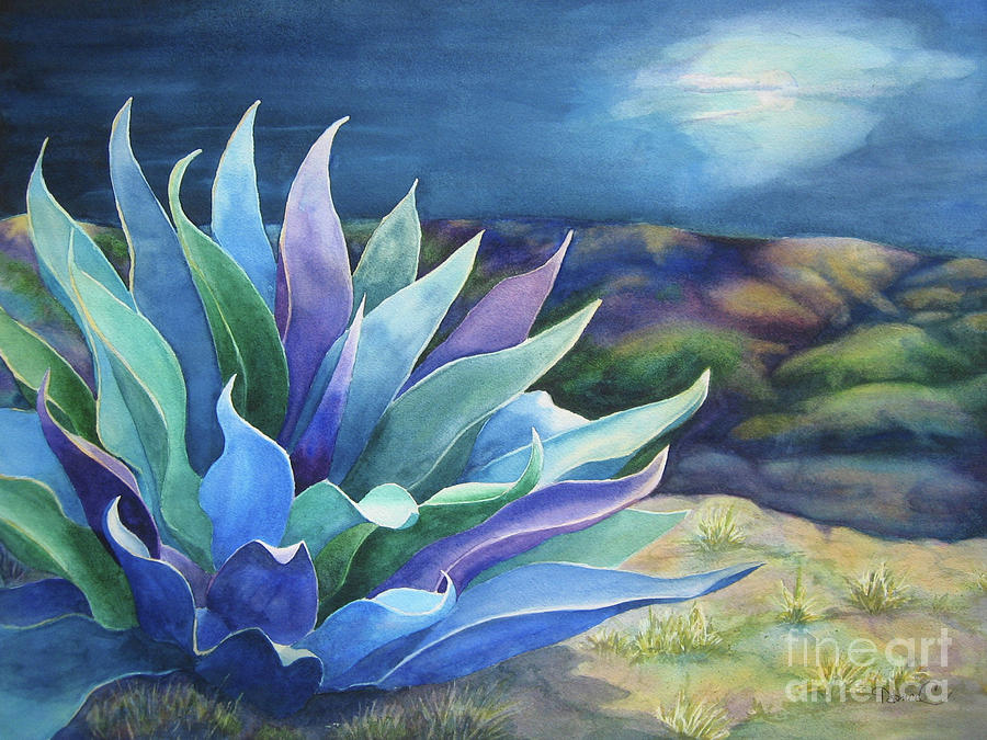 Moonlit Agave Painting by Nancy Charbeneau