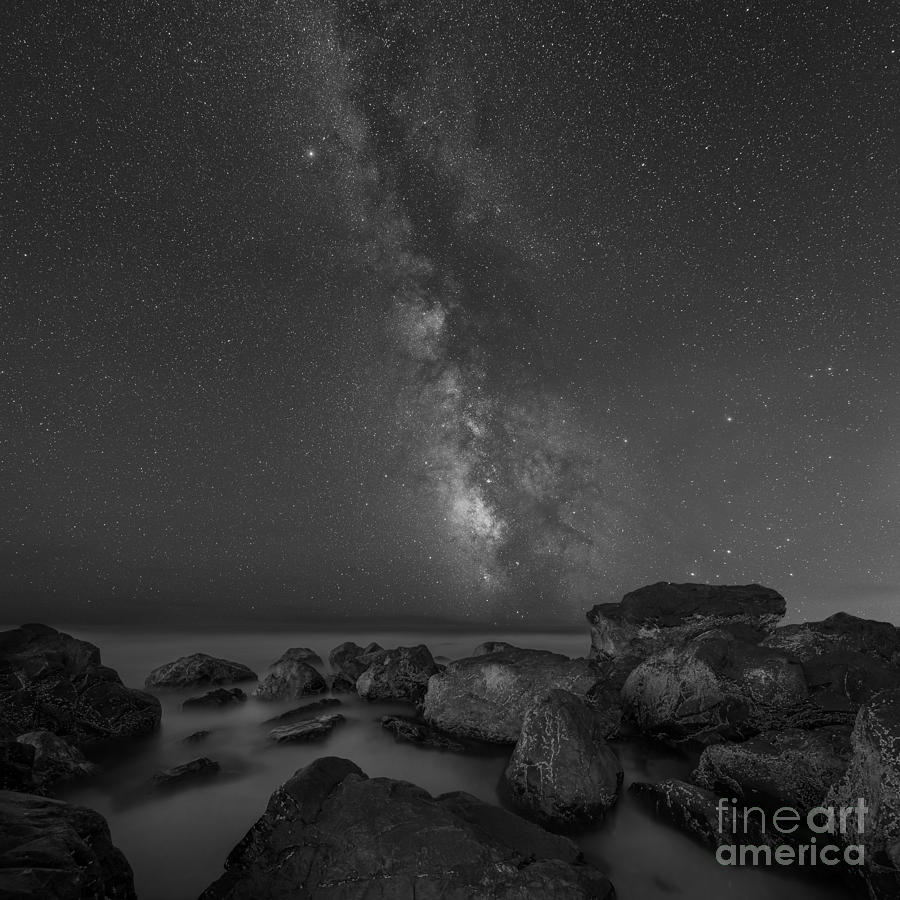 Nature Photograph - Moonlit Beach BW by Michael Ver Sprill