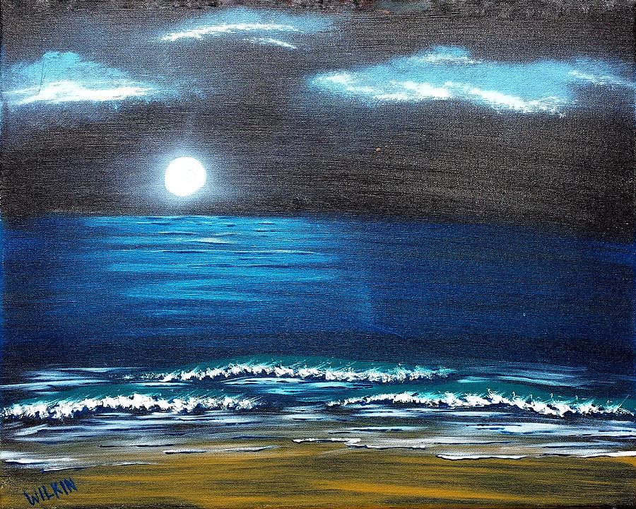 Moonlit Beach Painting by David Wilkin - Fine Art America