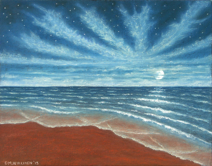 Moonlit Beach Pastel by Michael Heikkinen