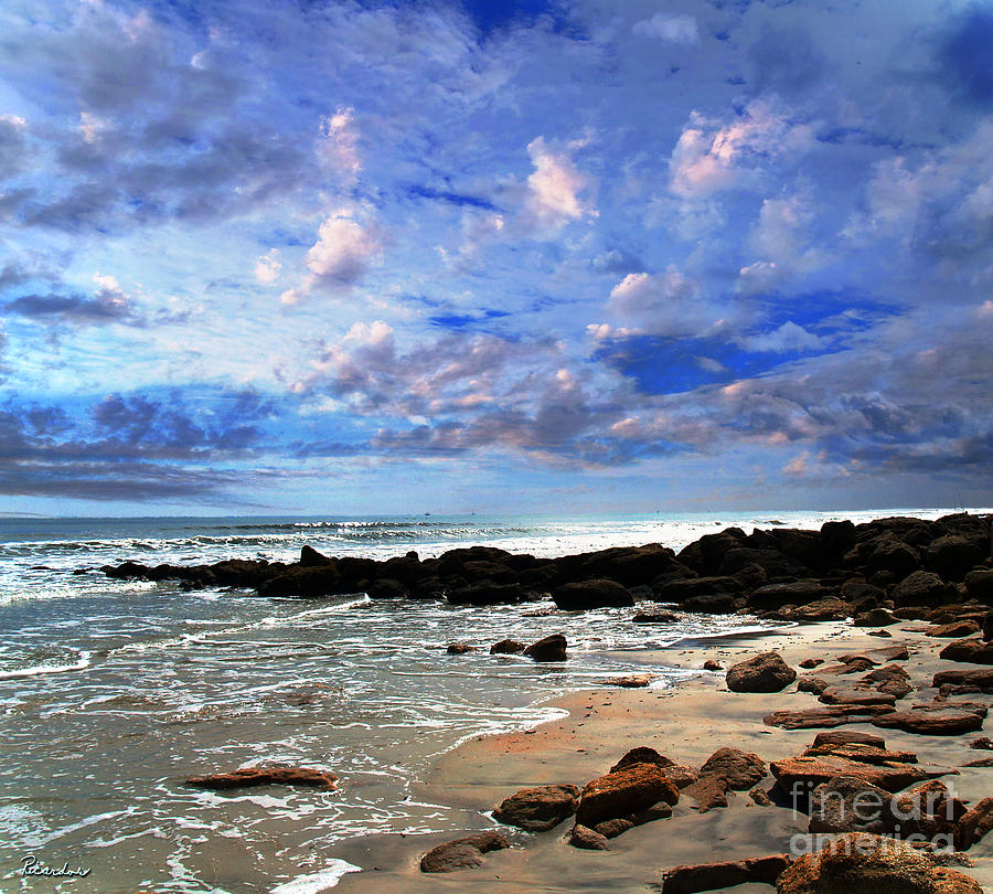 Moonlit Beach Seascape at Wisdom Beach Florida C2 Photograph by Ricardos Creations