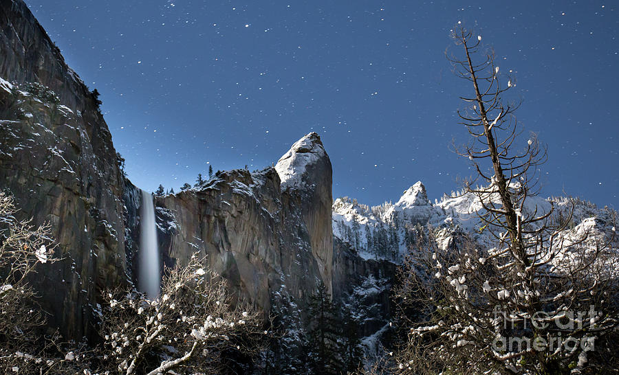 Moonlit Bridalveil  Falls-Yosemite Valley Photograph by Leslie Wells