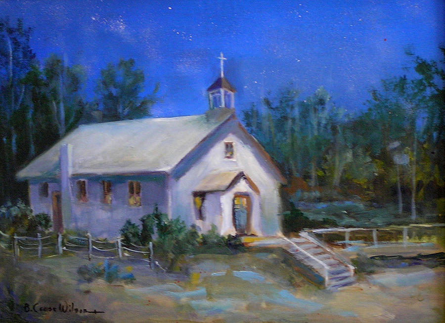 Moonlit Chapel Painting by Barbara Couse Wilson