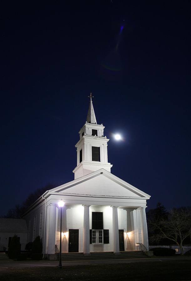 Church Photograph - Moonlit Church by Jeff Porter