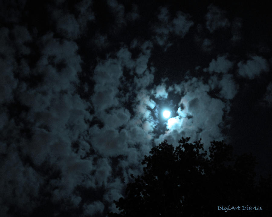 Moonlit Cotton of the Sky Digital Art by DigiArt Diaries by Vicky B Fuller