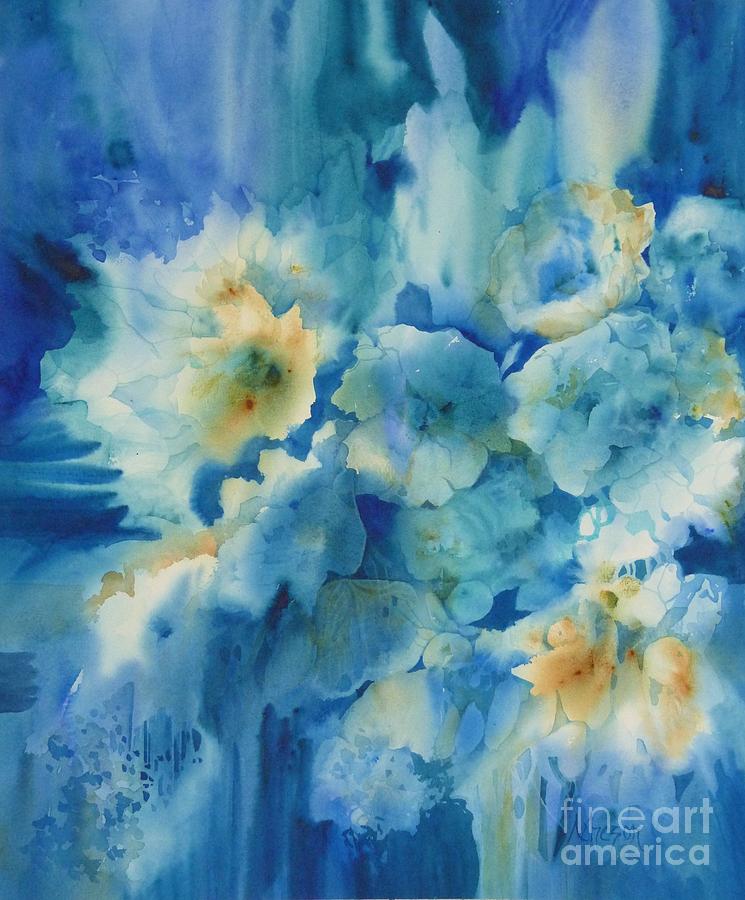 Moonlit Flowers Painting by Donna Acheson-Juillet