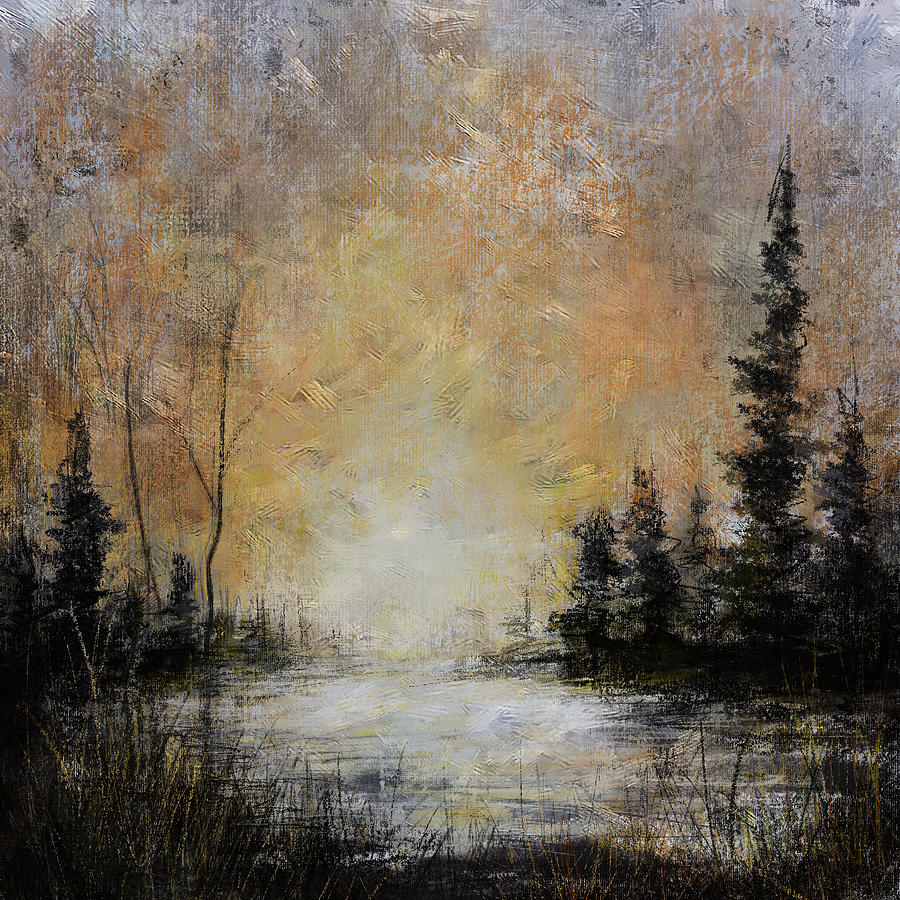 Moonlit Forest Landscape Digital Art by Carla Parris