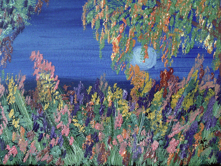 Flower Painting - Moonlit Garden by Alexis Grone