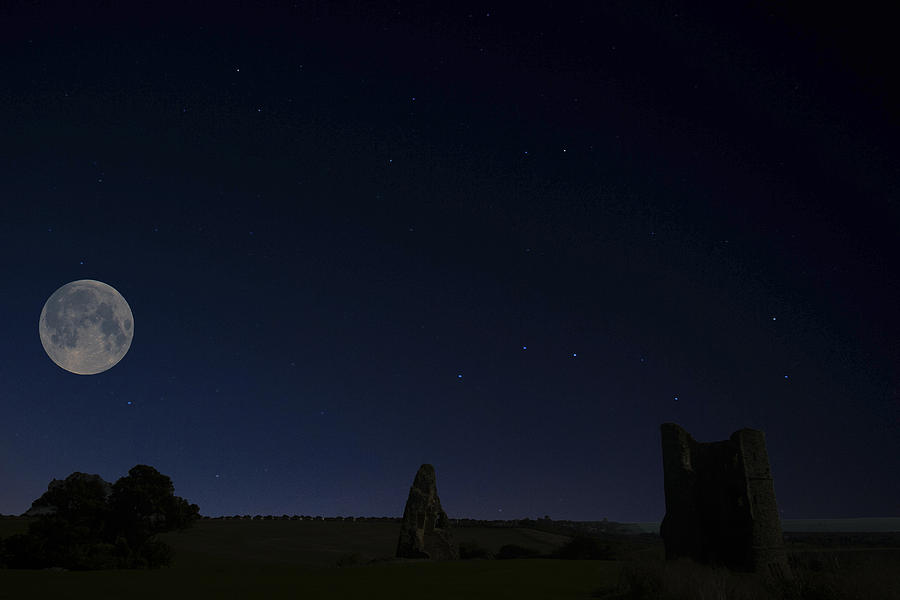 Castle Photograph - Moonlit Hadleigh Castle by David French