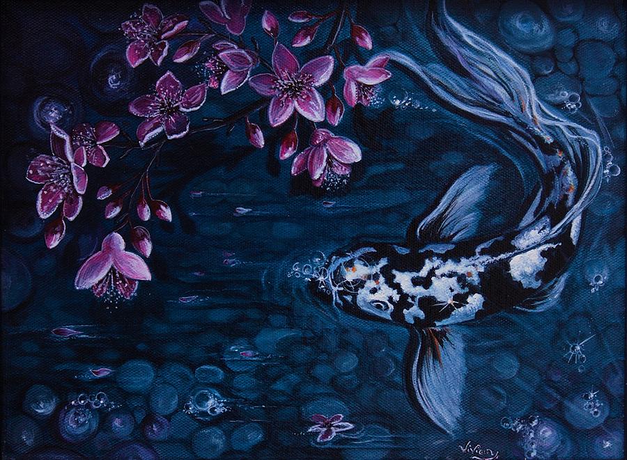 Fish Painting - Moonlit Koi by Vivian Casey Fine Art