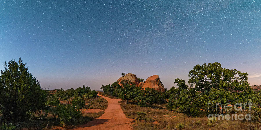 Moonlit Landscape at Enchanted Rock State Natural Area - Fredericksburg Texas Hill Country Photograph by Silvio Ligutti