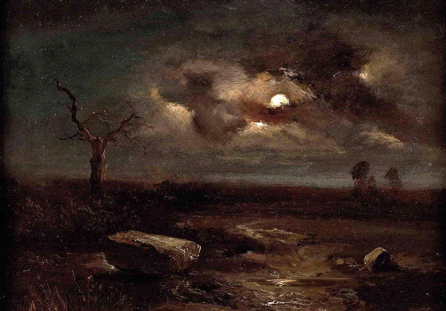 Moonlit Landscape Painting by Carl Gustav Carus