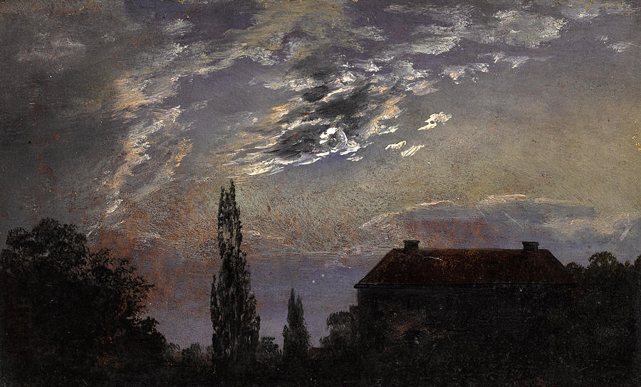 Moonlit Landscape Painting by Johan Christian Dahl