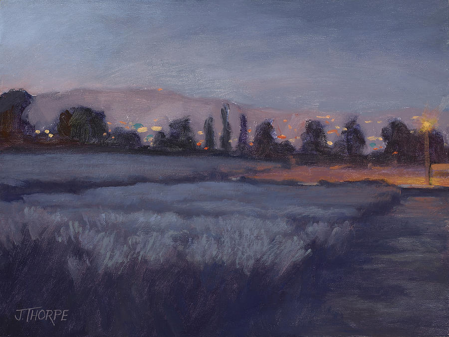 Moonlit Lavender Fields Painting by Jane Thorpe