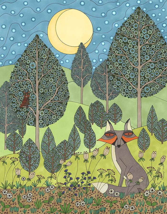 Moonlit Meadow Drawing by Pamela Schiermeyer