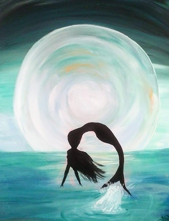 Moonlit Mermaid Painting by Lynne McQueen