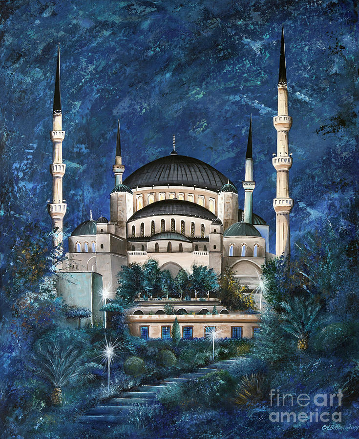 Tree Painting - Moonlit Mosque by Carol Bostan