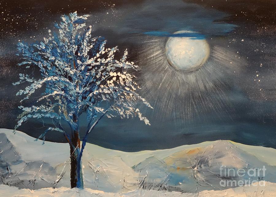 Moonlit Night Painting by Kat McClure