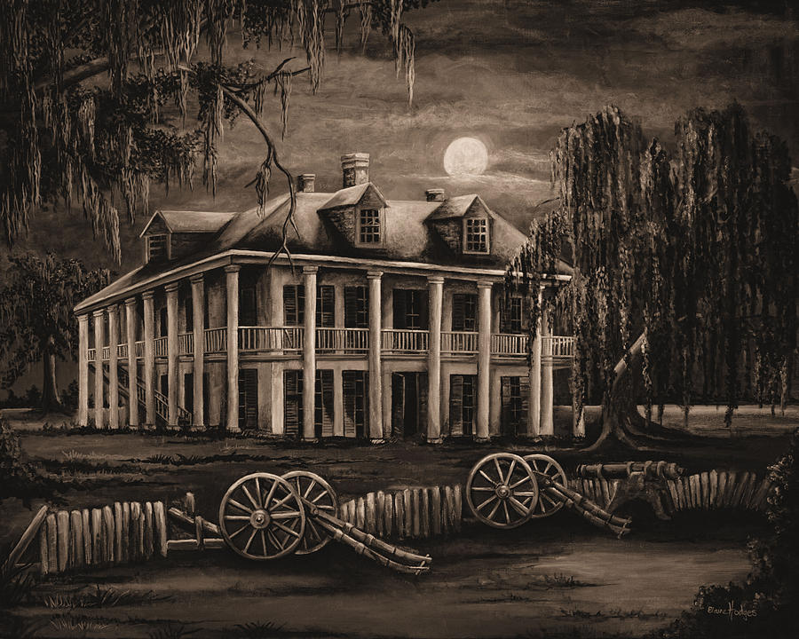 Moonlit Plantation In Sepia Painting