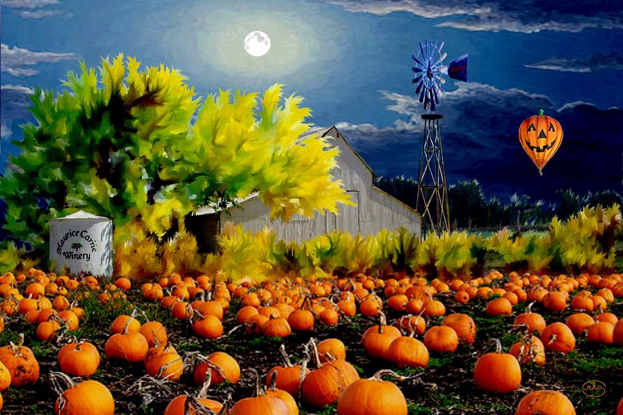 Moonlit Pumpkin Patch Painting by Ron Chambers
