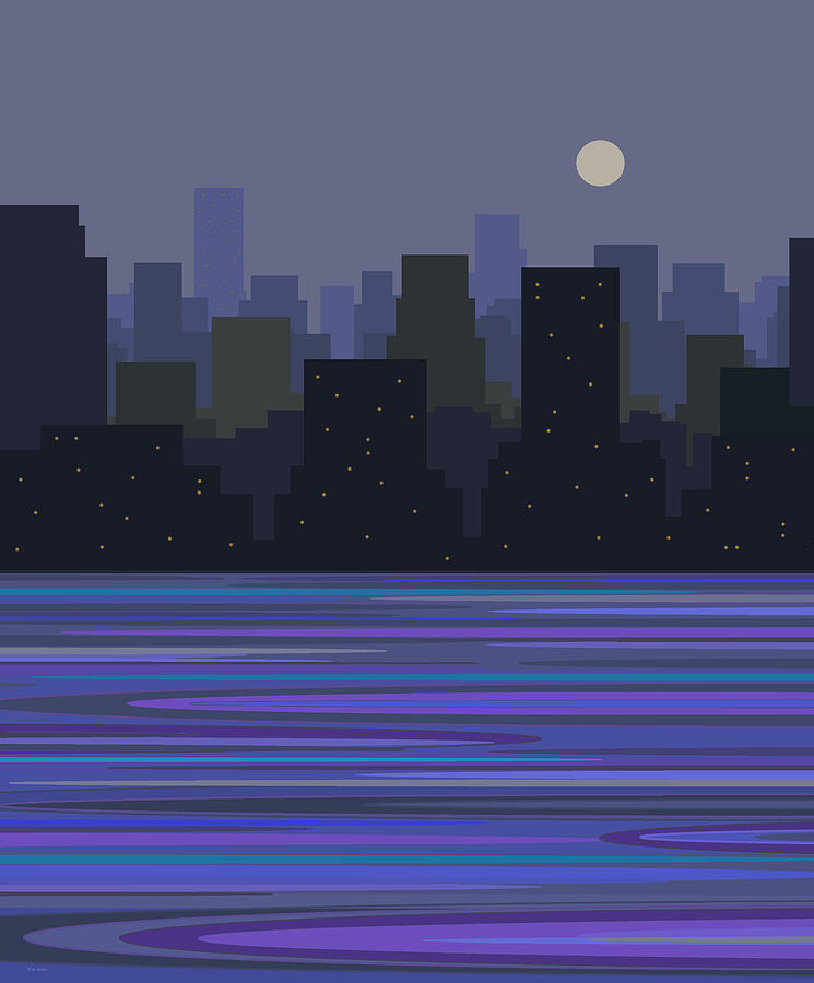 Moonlit Skyline Digital Art by Val Arie