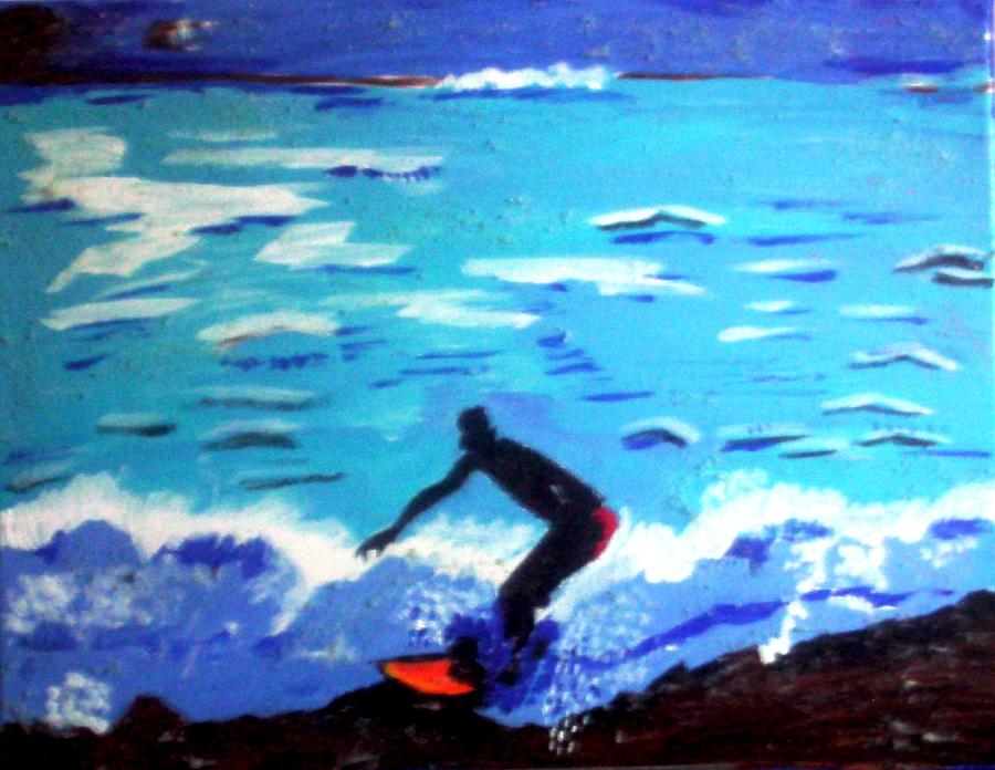 Moonlit surf Painting by Lorna Lorraine