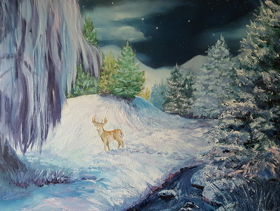 Moonlit Surprise Painting by Sharon Casavant
