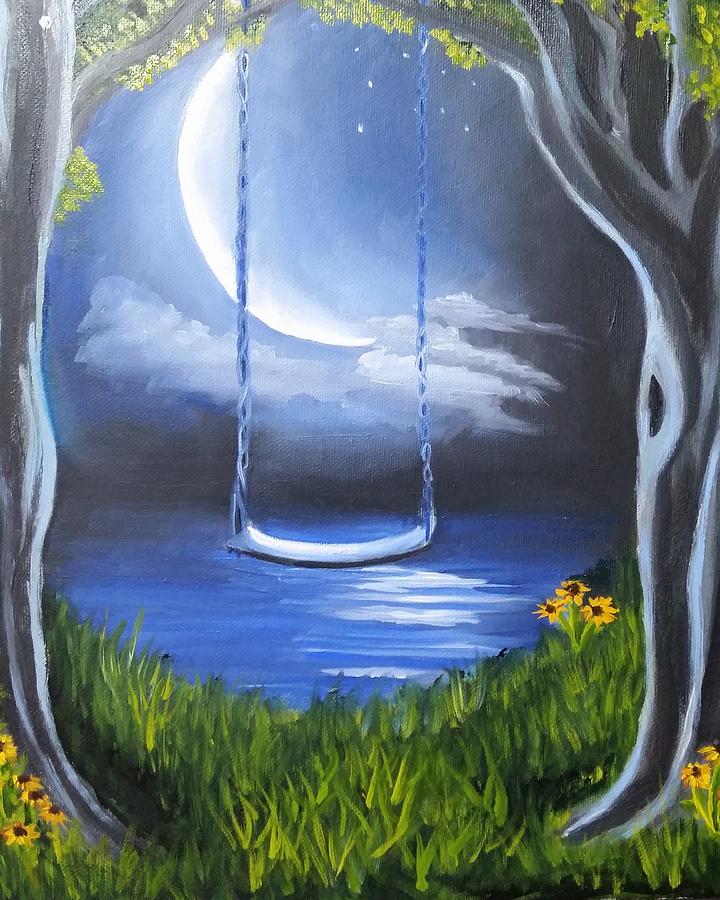 Moonlit Swing Painting By Tina Mostov Fine Art America