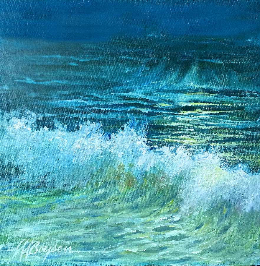 Waves Painting - Moonlit Waves by Maryann Boysen