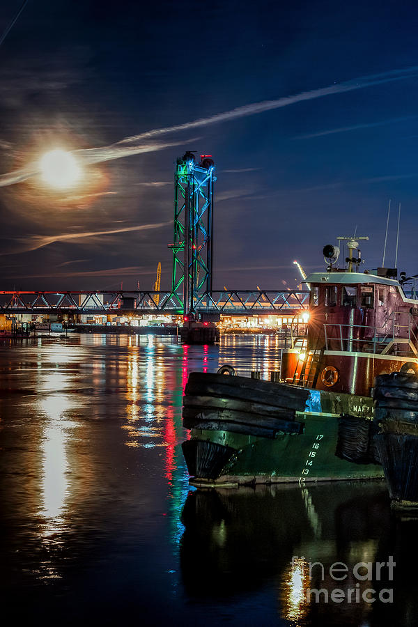 Portsmouth Photograph - Moonrise across Two States by Scott Thorp
