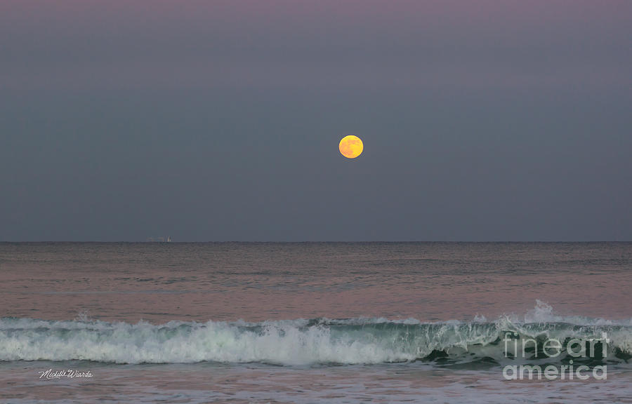 Nature Photograph - Moonrise at Sunset by Michelle Constantine