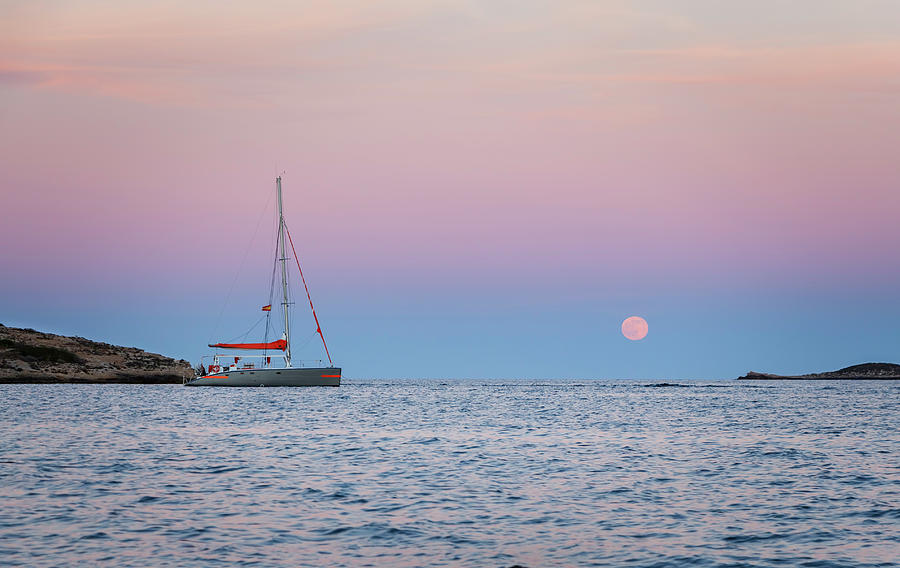 Moonrise At Sunset Photograph by Rick Deacon