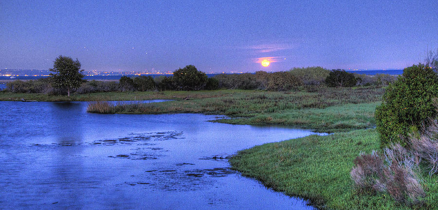 Moonrise at Surfrider Photograph by Marc Bittan